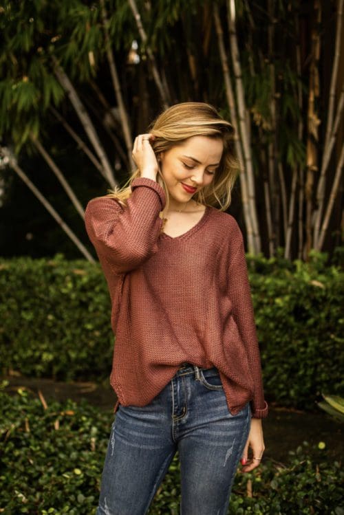 Valerie V Neck Brown