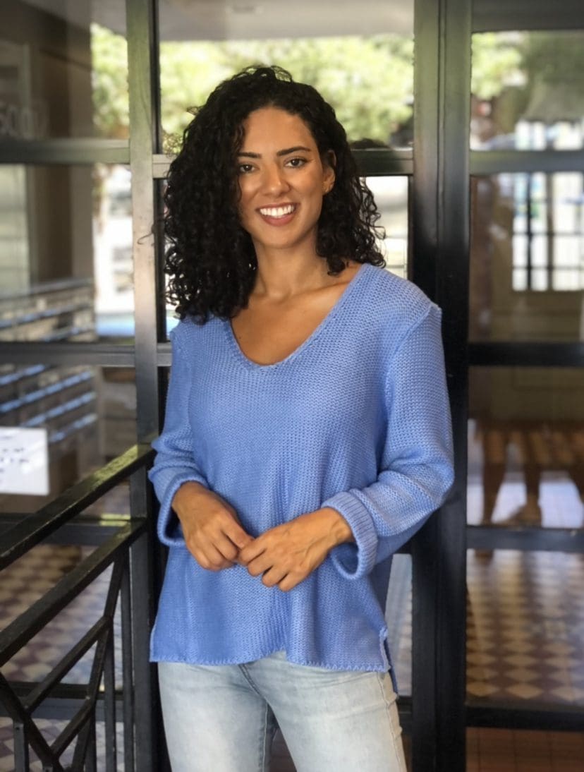 Valerie V Neck Knit - Cornflour Blue - Image 5