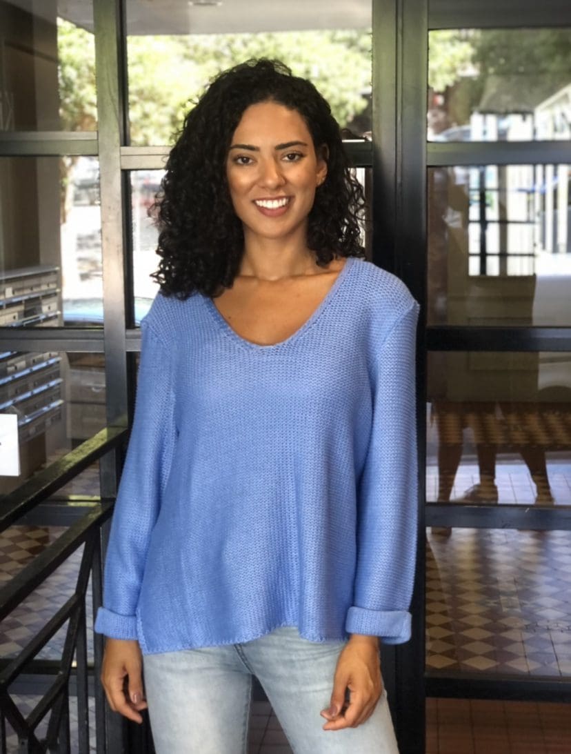 Valerie V Neck Knit - Cornflour Blue - Image 3