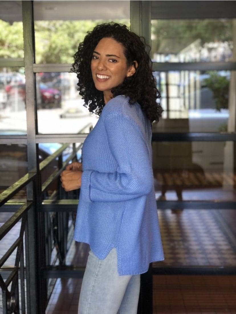 Valerie V Neck Knit - Cornflour Blue - Image 4