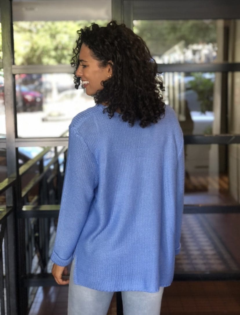 Valerie V Neck Knit - Cornflour Blue - Image 6