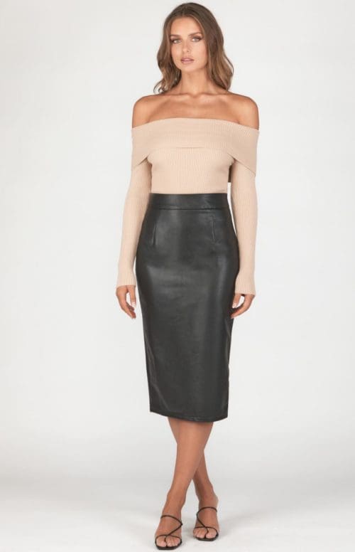 Faux Leather Skirt - Black