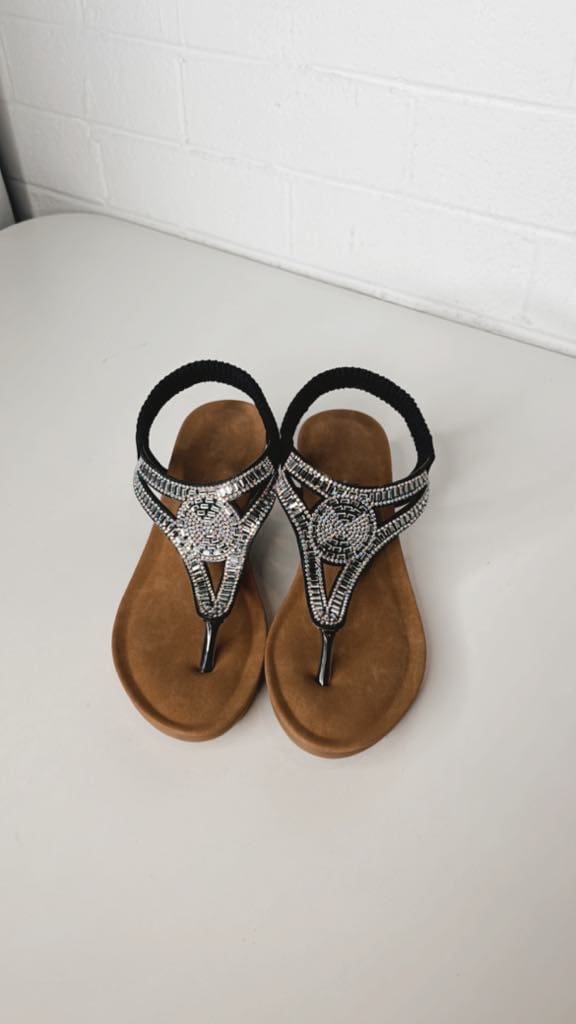 Sienna Wedge Sandal - Black - Image 5