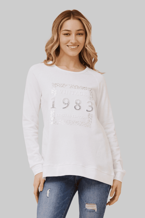 1983 Vintage Embellished Sweater - White