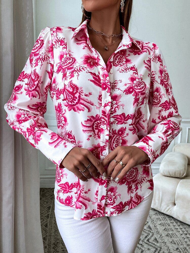 Flamingo Pink Paisley Shirt - Image 5