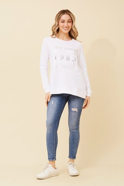 1983 Vintage Embellished Sweater - White - Image 2