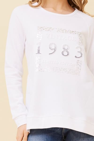 1983 Vintage Embellished Sweater - White - Image 3
