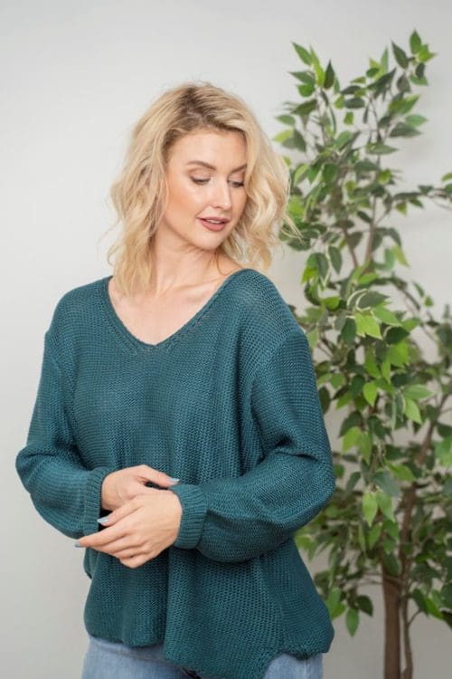 Valerie V Neck Knit - Teal