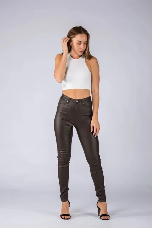 Wet Look Jeans - Black