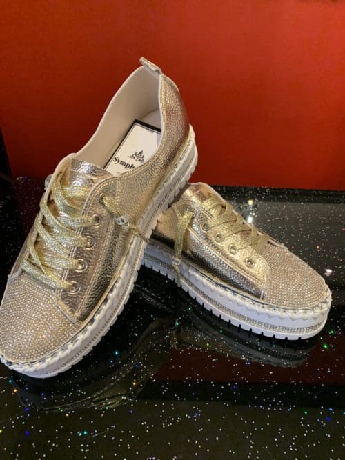 Metallic Gold Leather Sneakers