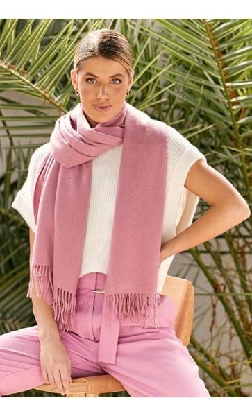 Frayed Edge Cotton Scarf - Pink