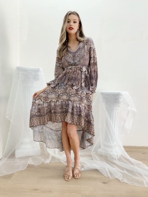 Jewelled High-Low Dress - Pink