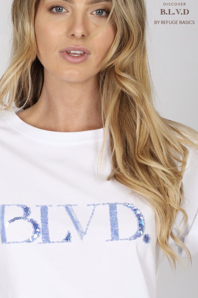 BLVD Beaded Tee - Blue - Image 3