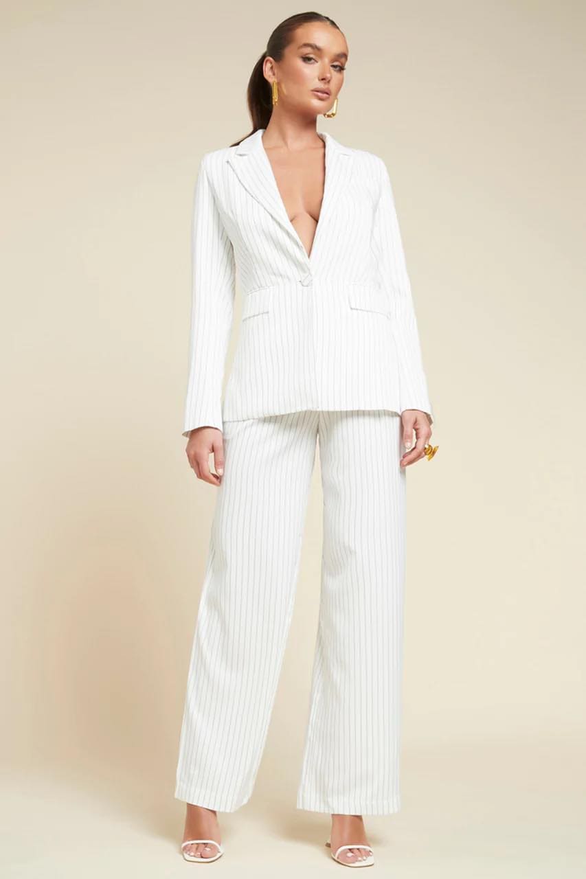 Tayla Blazer - White Pinstripe - Image 2