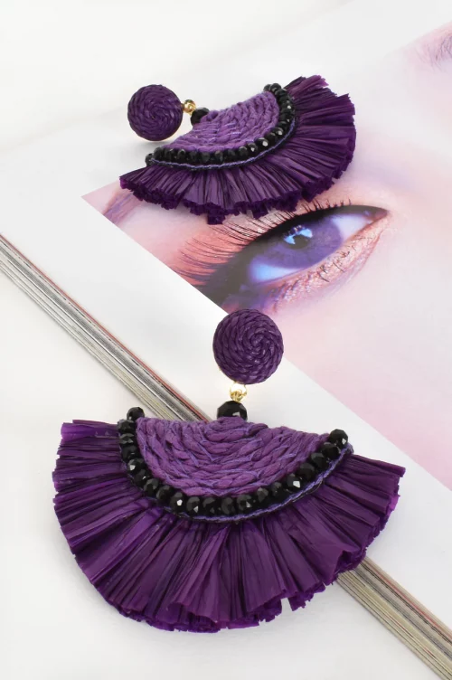 Zia Fringe Earrings - Purple