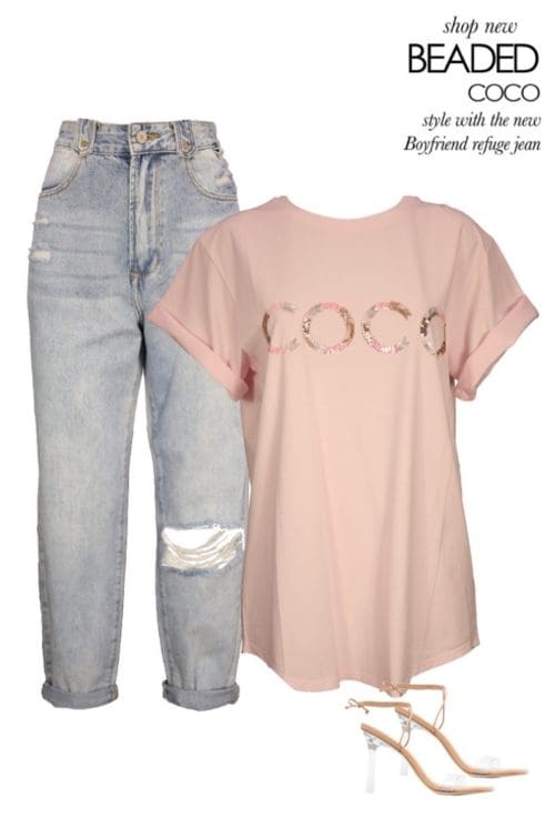 Coco Beaded Tee - Pink
