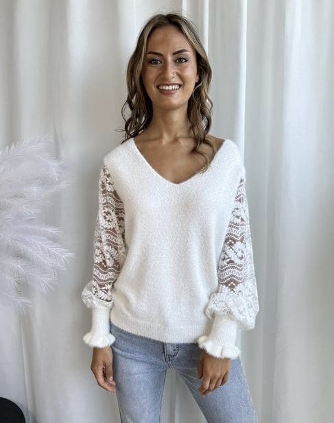 Sophia Lace Knit - White