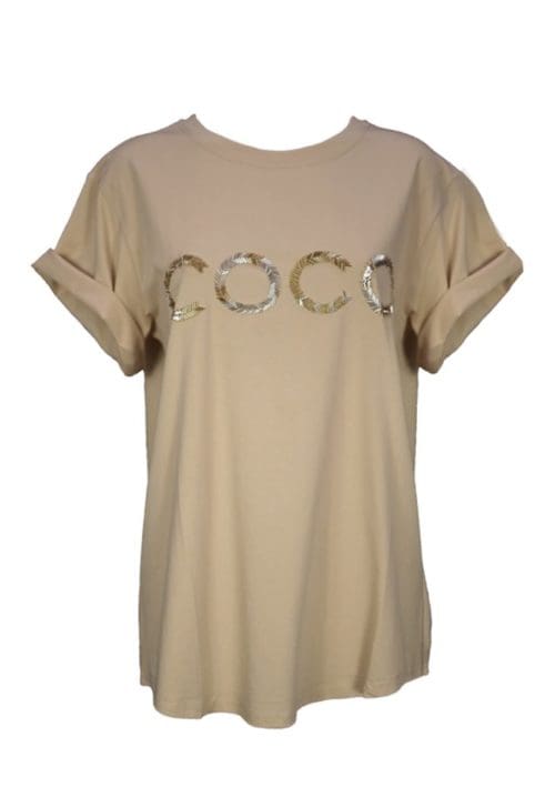 Coco Cartel Beaded Tee - Beige