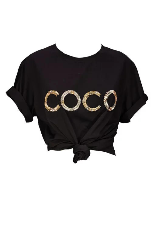 Coco Cartel Beaded Tee - Black