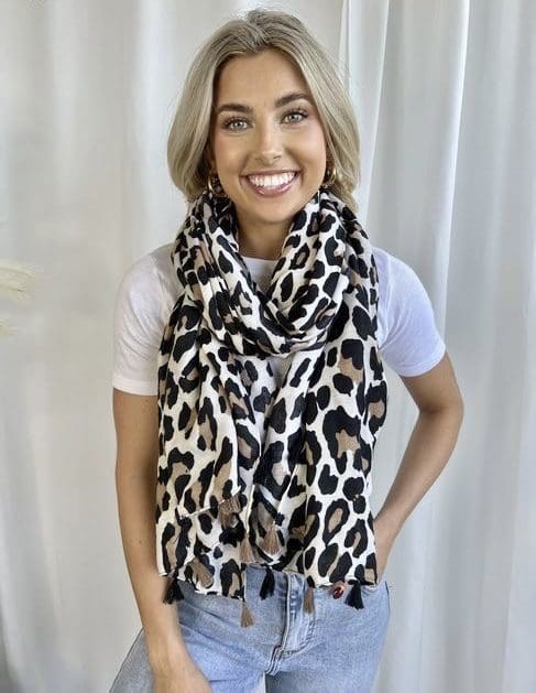 Leopard Scarf - White