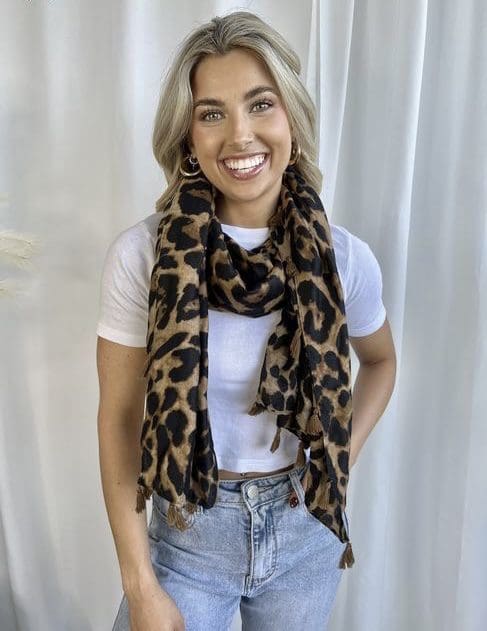 Leopard Scarf - Black