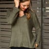 Valerie V Neck Knit – Khaki