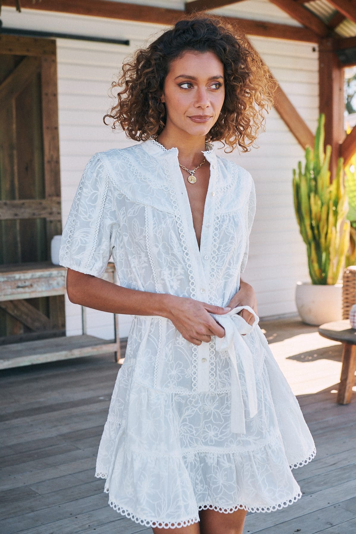 Lilah Mini Dress - White - Image 2