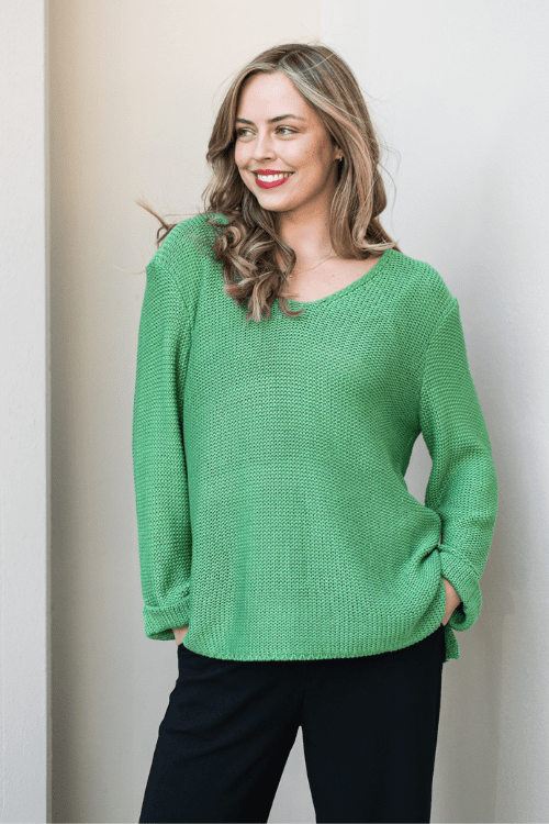 Valerie V Neck Knit - Green