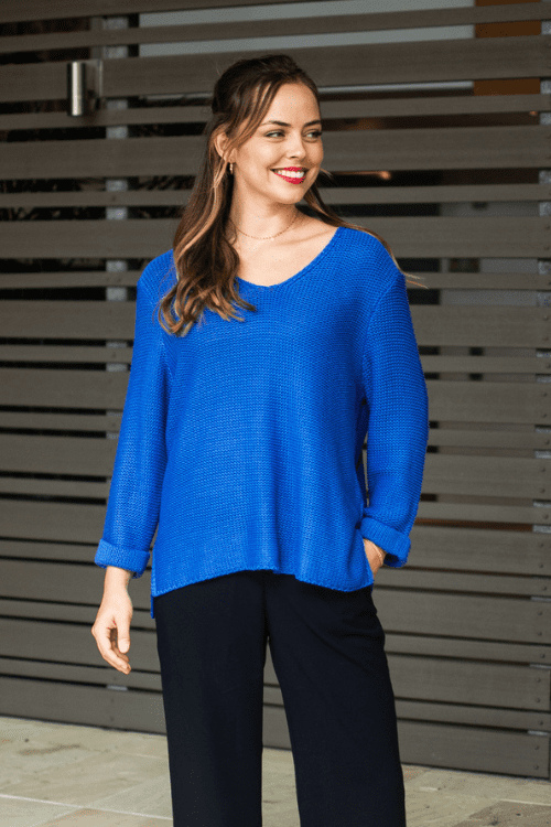 Valerie V Neck Knit – Royal Blue
