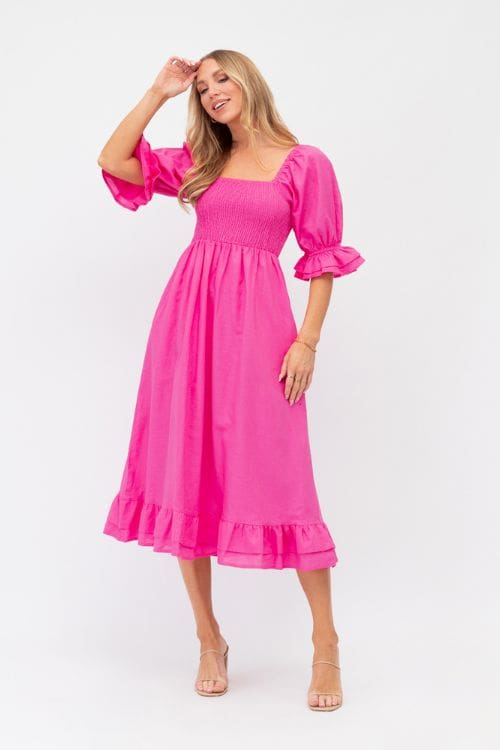 Kaetlyn Shirred Maxi - Pink