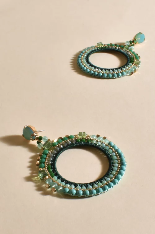 Ring Drop Earrings - Green
