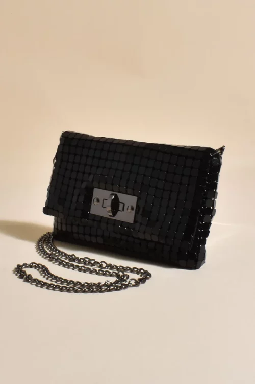 Plate Mesh Clutch – Black