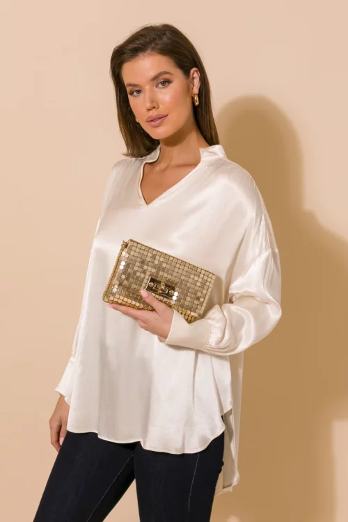 Plate Mesh Clutch - Gold