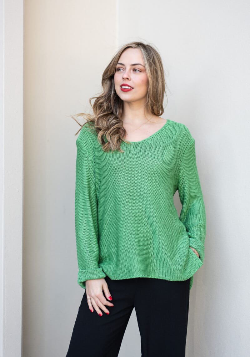 Valerie V Neck Knit - Green - Image 11