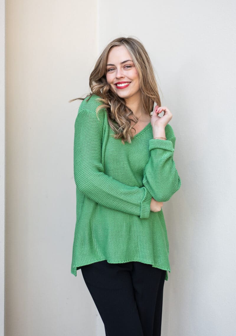 Valerie V Neck Knit - Green - Image 10