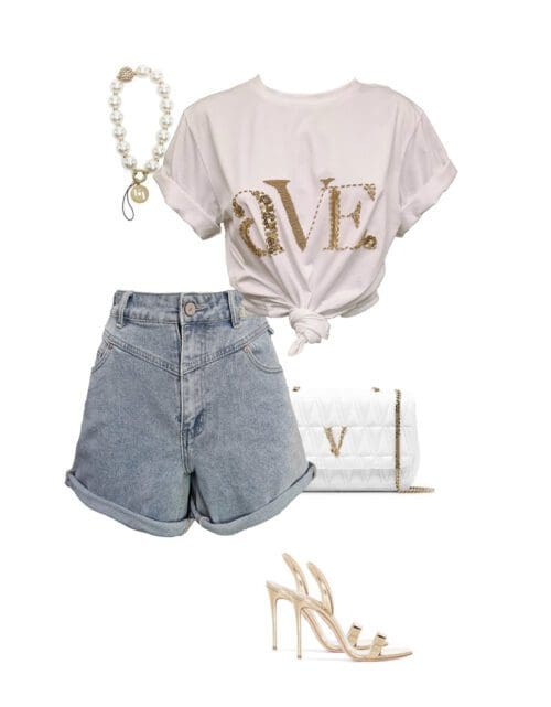 Ave Gold Tee - White