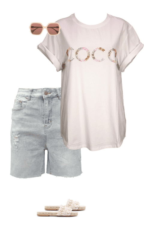 Coco Beaded Tee - White