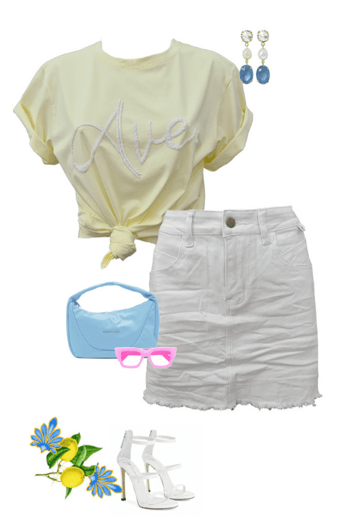 Ave Beaded Tee - Yellow