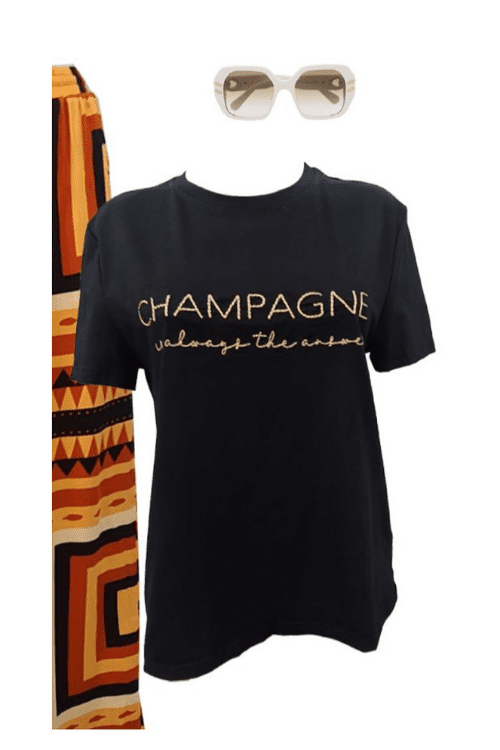 Champagne Always Tee - Black