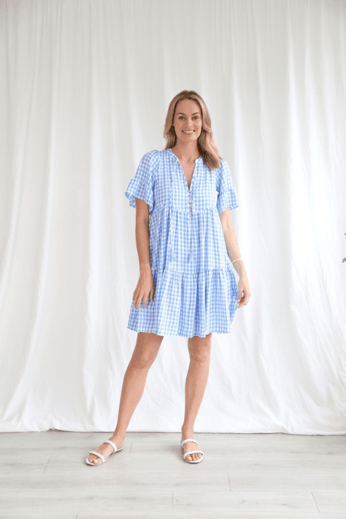 Tahnee Gingham Dress - Blue