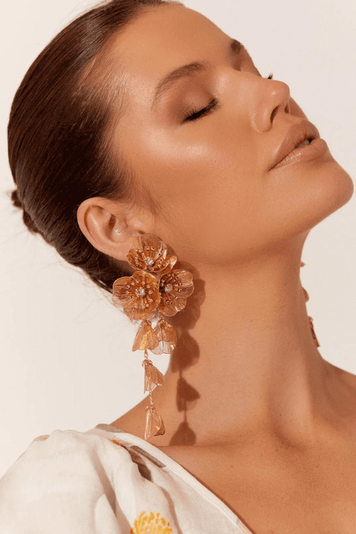 Drama Floral Earrings - Gold