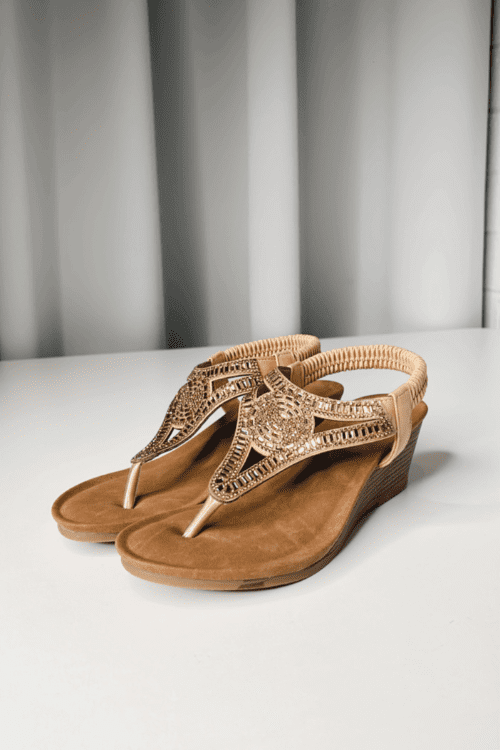 Sienna Wedge Sandal - Caramel