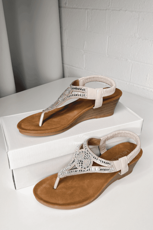 Sienna Wedge Sandal - Cream