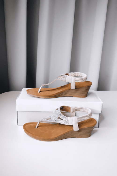 Sienna Wedge Sandal - Cream - Image 3