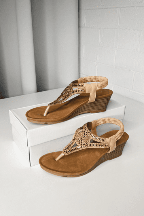 Sienna Wedge Sandal - Caramel - Image 2