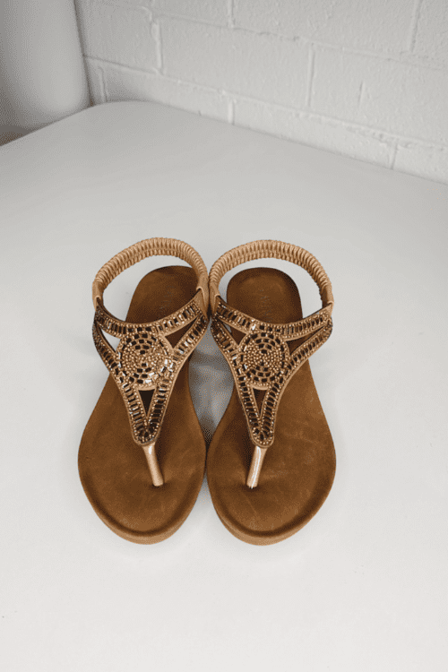 Sienna Wedge Sandal - Caramel - Image 3