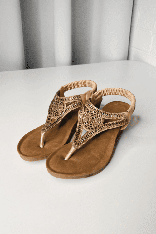 Sienna Wedge Sandal - Caramel - Image 5