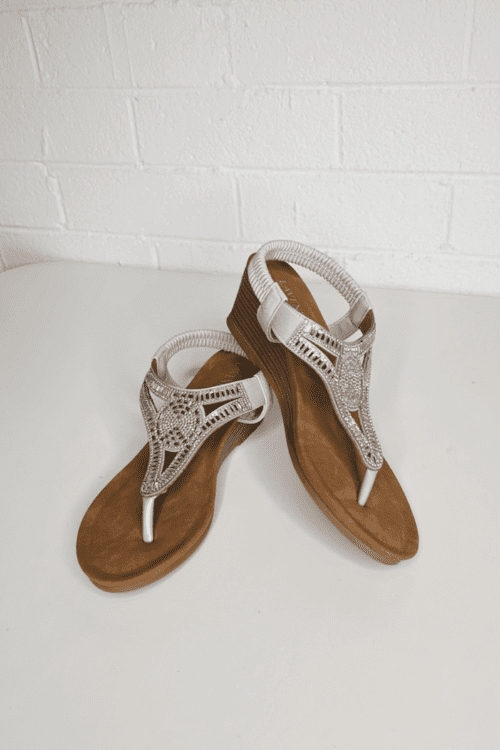 Sienna Wedge Sandal - Cream - Image 5