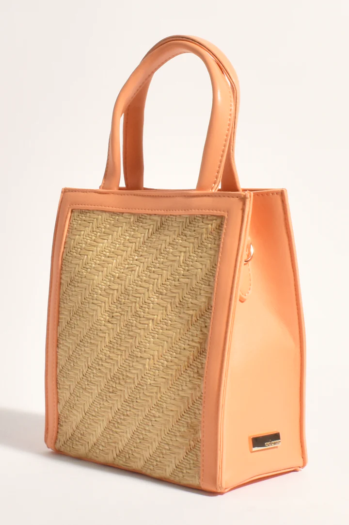 Lyla Mini Woven Tote - Orange - Image 3