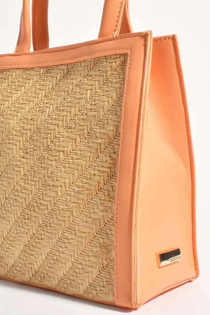 Lyla Mini Woven Tote - Orange - Image 4
